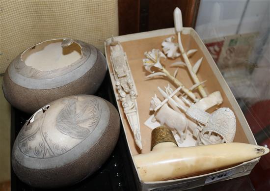Indian ivory figure group & other items